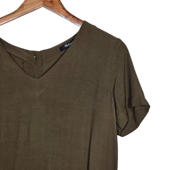 Madewell Button-Back Easy V-Neck Short Sleeves Dress Pockets Brown Women Size XS - Picture 16 of 16